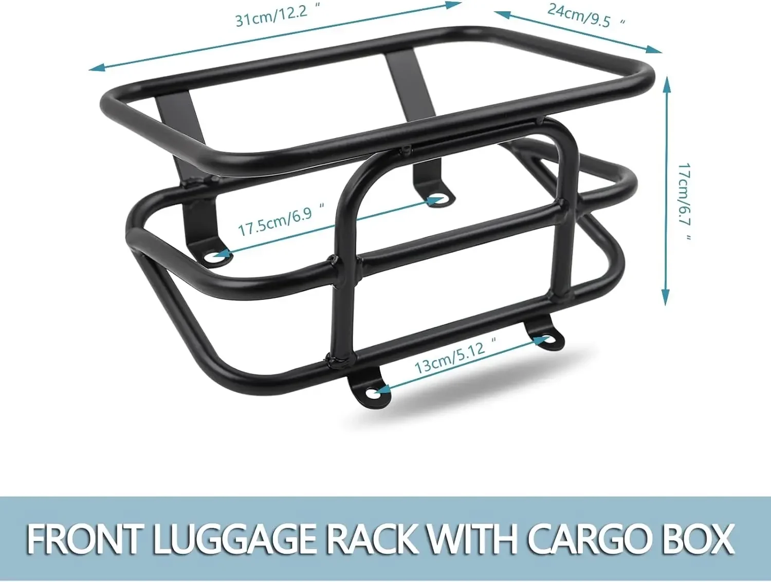 Motorcycle Front Luggage Rack with Cargo Box in Heavy Iron Material Comaptible with Yamaha Zuma 125 2022 2023,Black Color