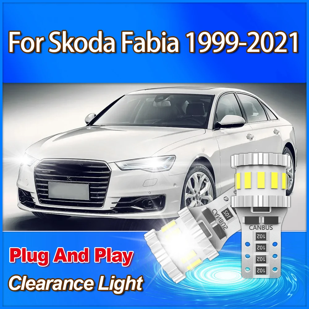 

2PCS 3400LM Flashing LED T10 W5W Clearance Light 12V Wireless Plug And Play 6000K LED Lighting Car For Skoda Fabia 1999-2021