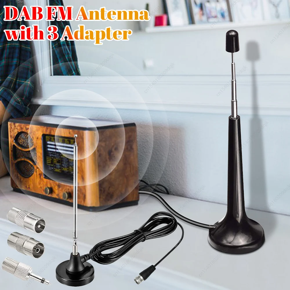 

DAB FM Antennas High Gains 75ohm FM Telescopic Antennas with 3 Adapter Indoor FM Radio Antennas for Home Stereo Receiver