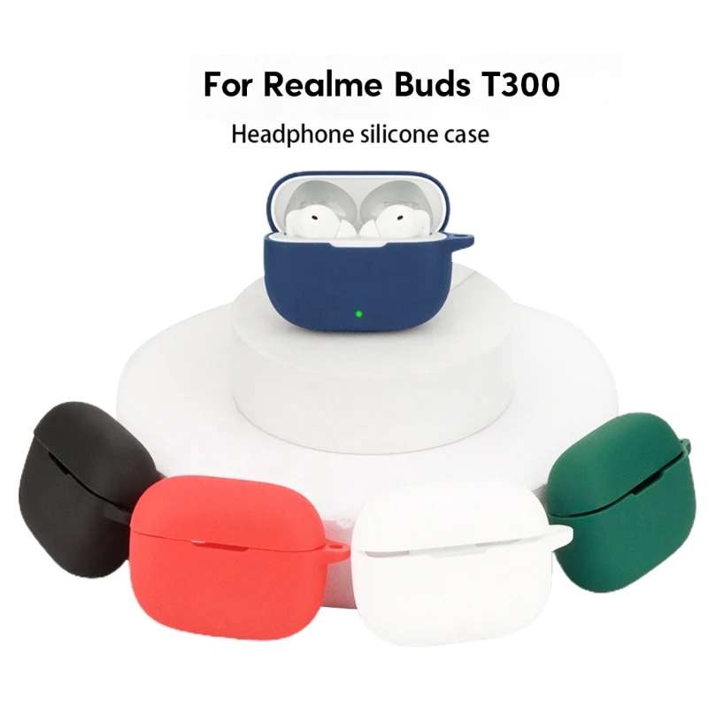 Protective Cover for Realme Buds T300 Shockproof Silicone Case Sleeve Anti-dust Design Washable Earphone Cover Pouch