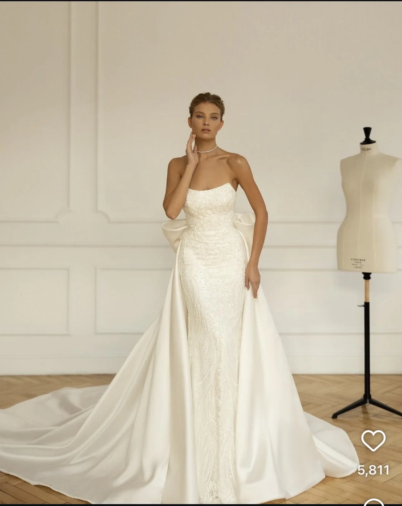 CustomizedBoat คอชุดเดรสเมอร์เมดที่ถอดออกได้รถไฟประดับด้วยลูกปัดหรูหรา Vintage ชุดเจ้าสาว Vestido De Novia