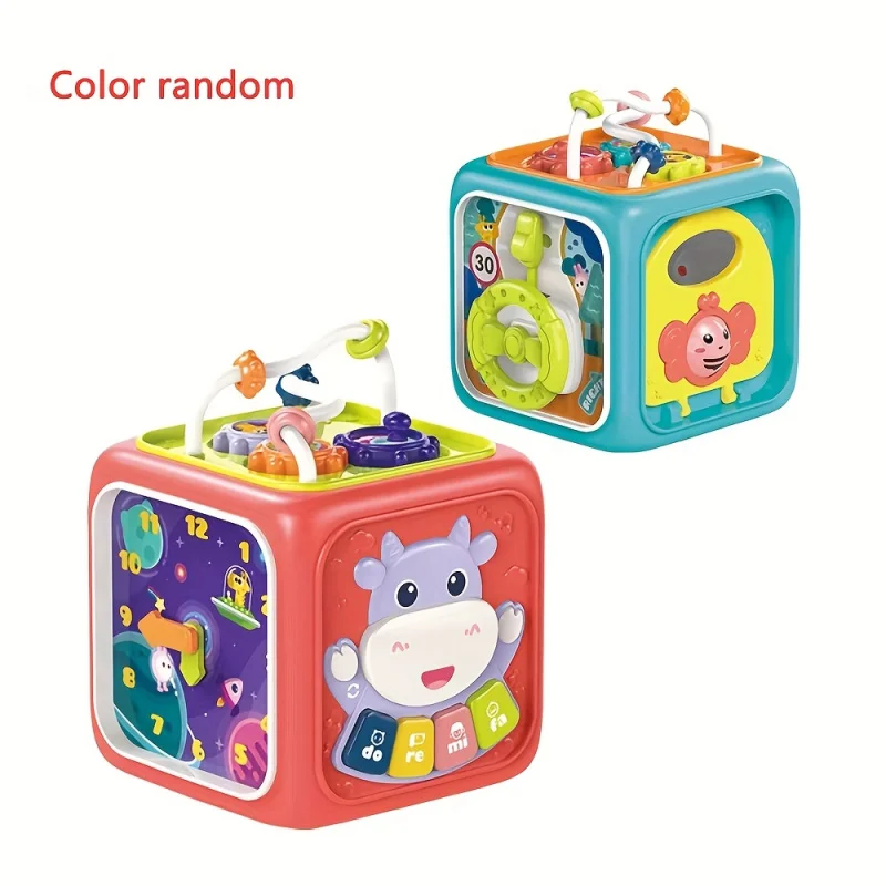 เด็ก 6 ใน 1 กิจกรรม Cube เด็กวัยหัดเดินของเล่นเพื่อการศึกษา Shape Sorter ของเล่นดนตรีลูกปัดเขาวงกตนับ Discovery ของเล่นสําหรับเด็กการเรียนรู้