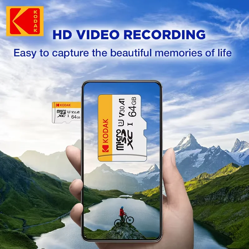 100% Original Kodak Micro SD Card 64GB Class 10 High Speed Memory Card 32GB Wholesale U3 Card 128G 256G Smartphone Tablet Camera