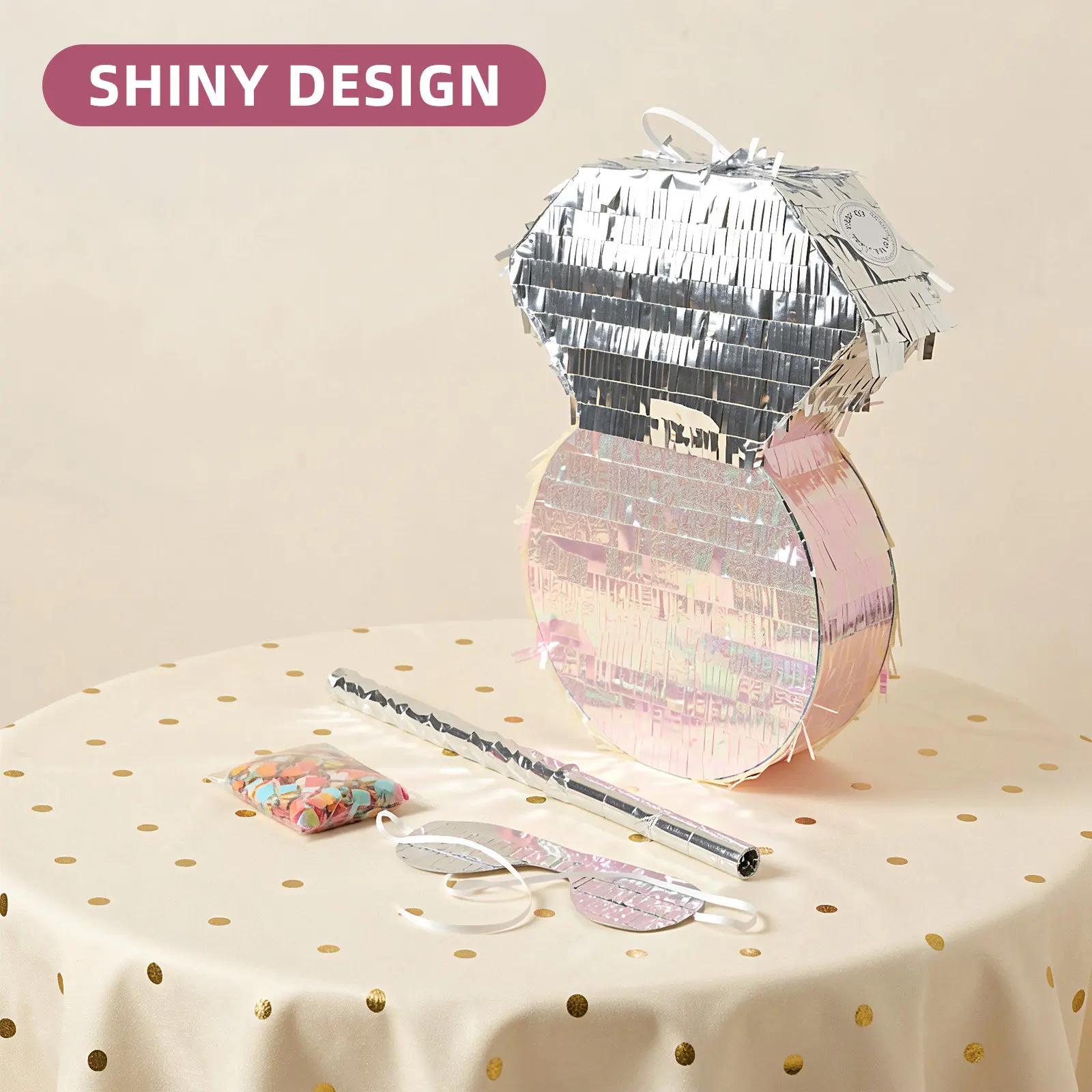 Rhinestone Pinata Large Hanging Birthday Party Wedding Bachelorette Confetti Fillers Candy Game Bat Blindfold Decoration
