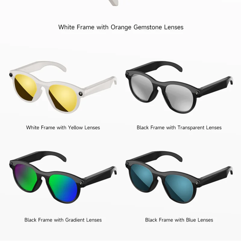 Nowe inteligentne okulary Pixel 500W z funkcją rozpoznawania obrazu przez AI, fotografowaniem, nagrywaniem wideo, połączeniami Bluetooth, odtwarzaniem muzyki i aktywacją głosową. — zdjęcie produktu 6