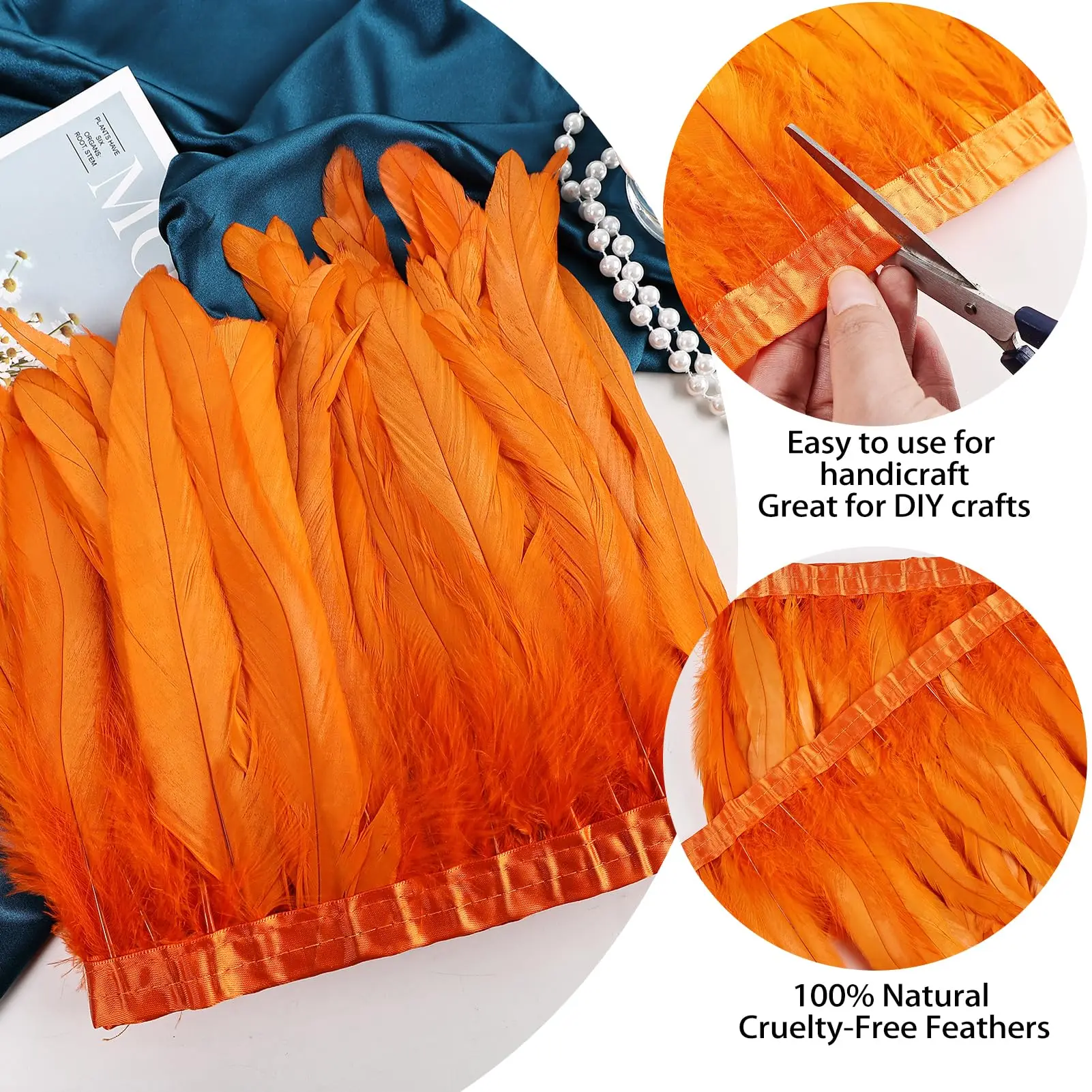 2m Red Rooster Feather Fringe Trim 25-30cm Natural Feathers for DIY Crafts Halloween Cape Dress Wings Costume Design Feathers - Image 4