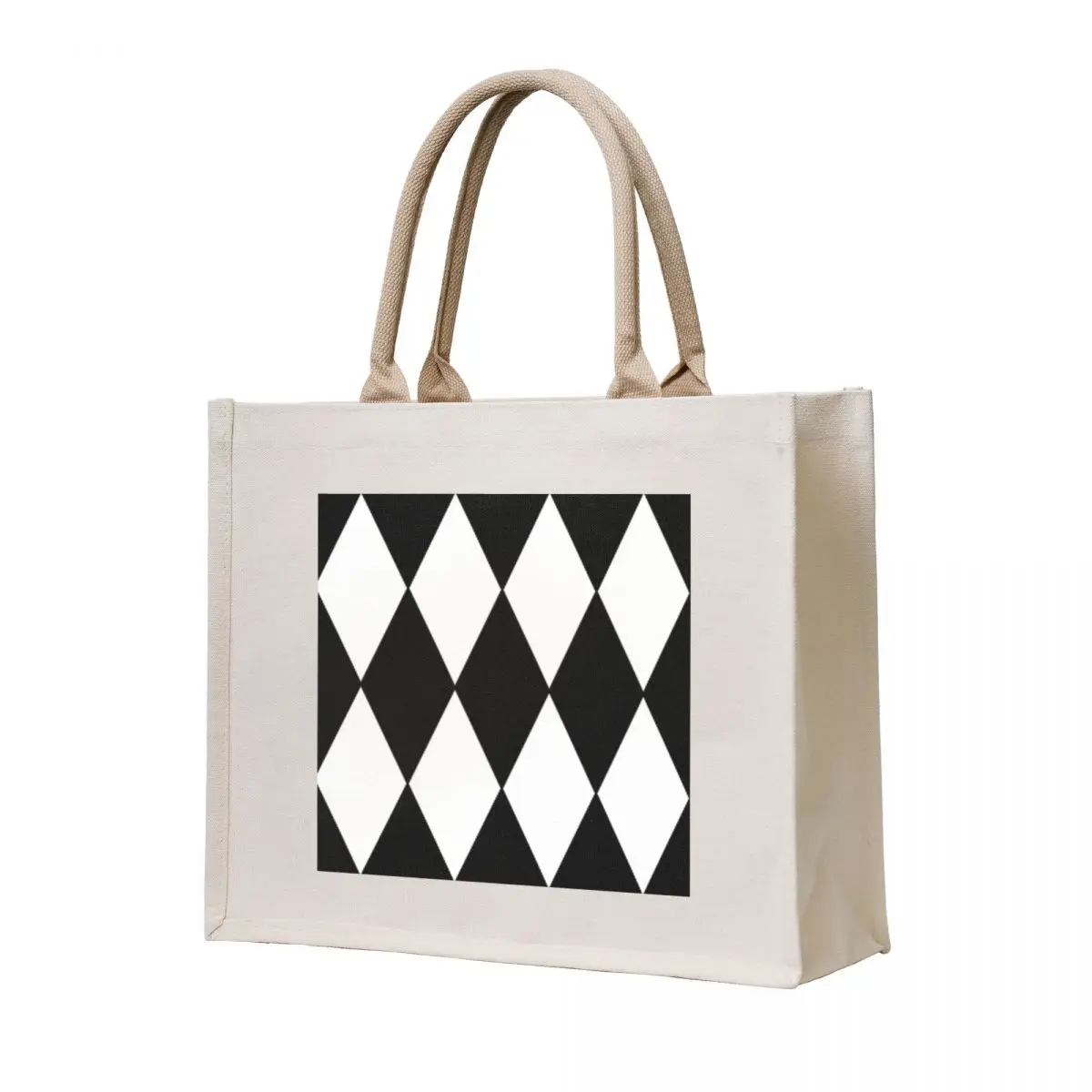 

LARGE BLACK AND WHITE HARLEQUIN- DIAMOND- ARGYLE PATTERN DESIGNED FOR HOME DECOR AND CLOTHING Tote Bag