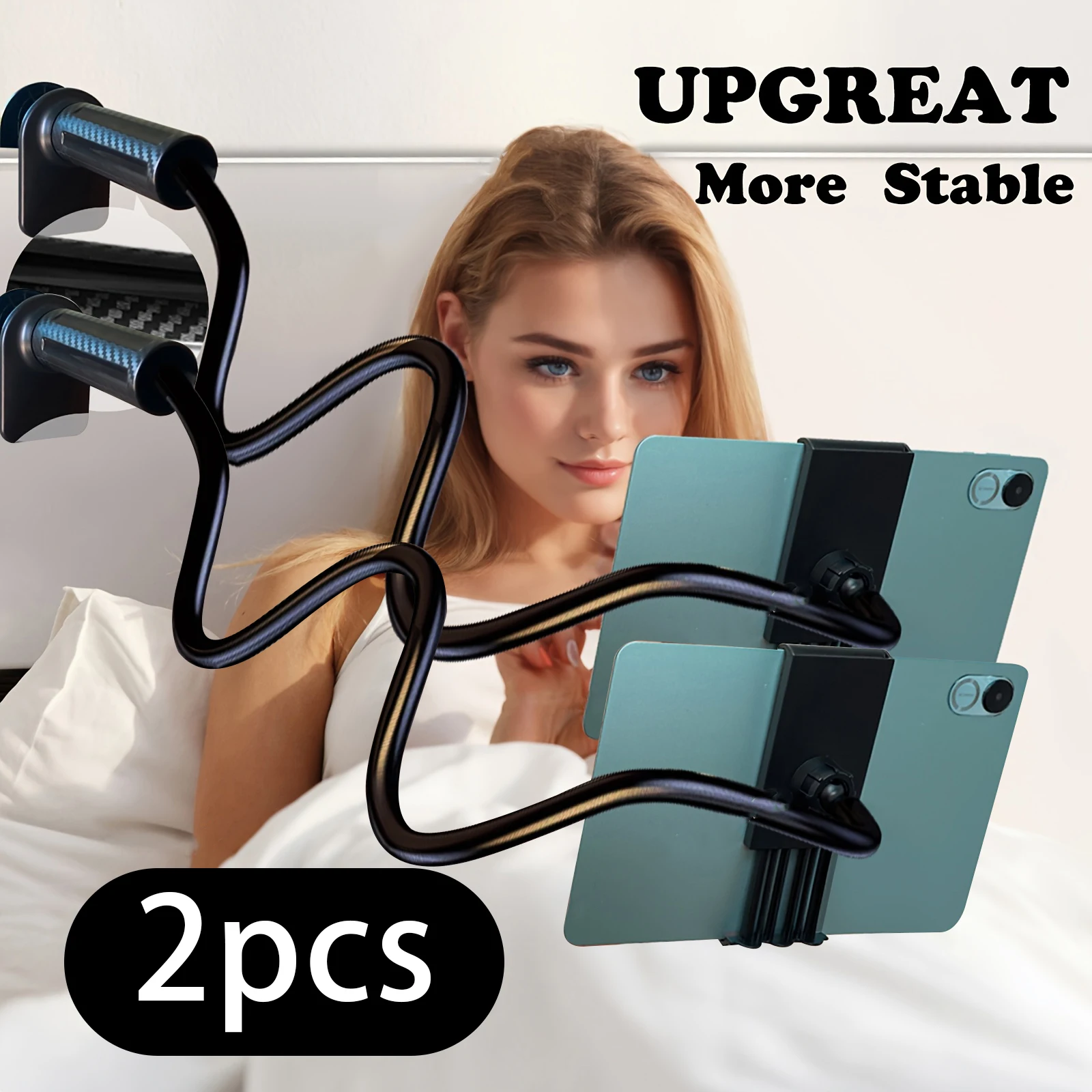 

2pcs Thicker Aluminum Magnesium Alloy Tablet & Phone Stand Holder, Bedside Desk Headboard Table Sofa