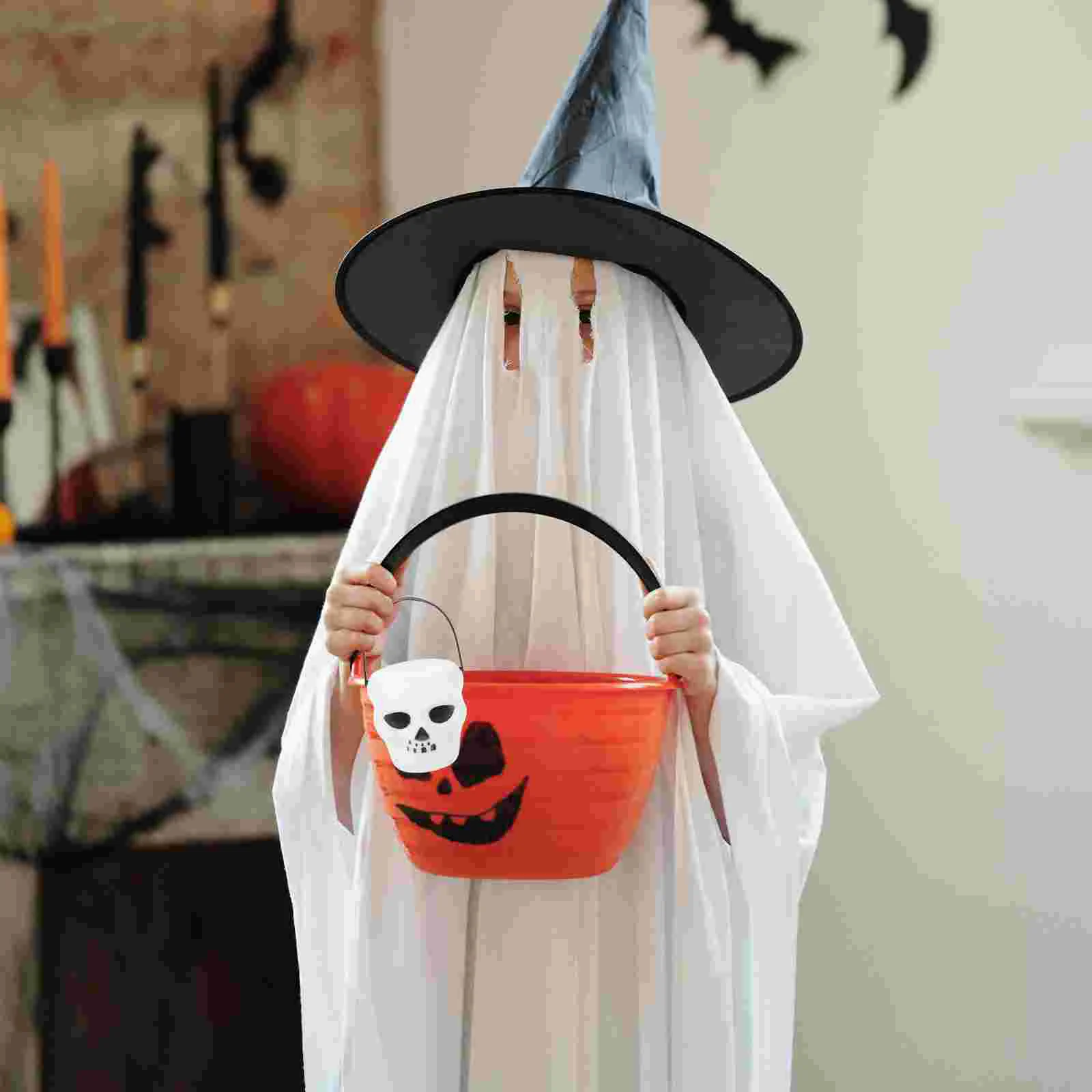 

6 Pcs Trick or Treat Candy Bowl Halloween Pumpkin Bucket Handheld Basket Small Skull Ghost Supplies