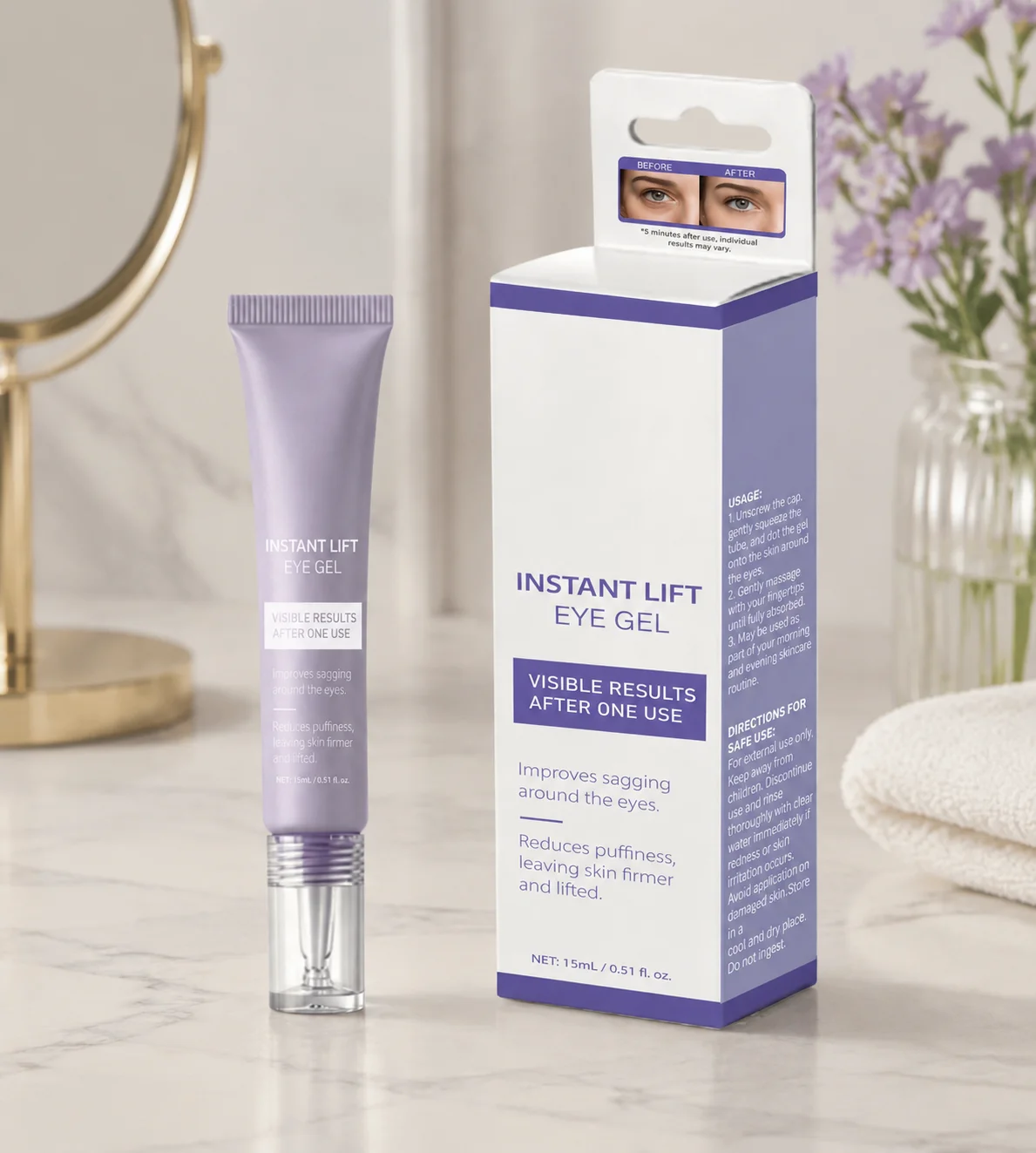Instant Lift Eye Gel, For the Look of Puffiness & Bags, Fine Lines and Dark Circles, Skin Care for Unisex, Under Eye Brightener view 6