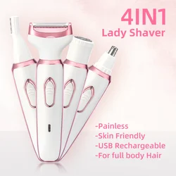 4 In 1 Electric Lady Shaver, Body Hair Removal Epilator, Painless Cordless Trimmer Razor, Gifts For Women