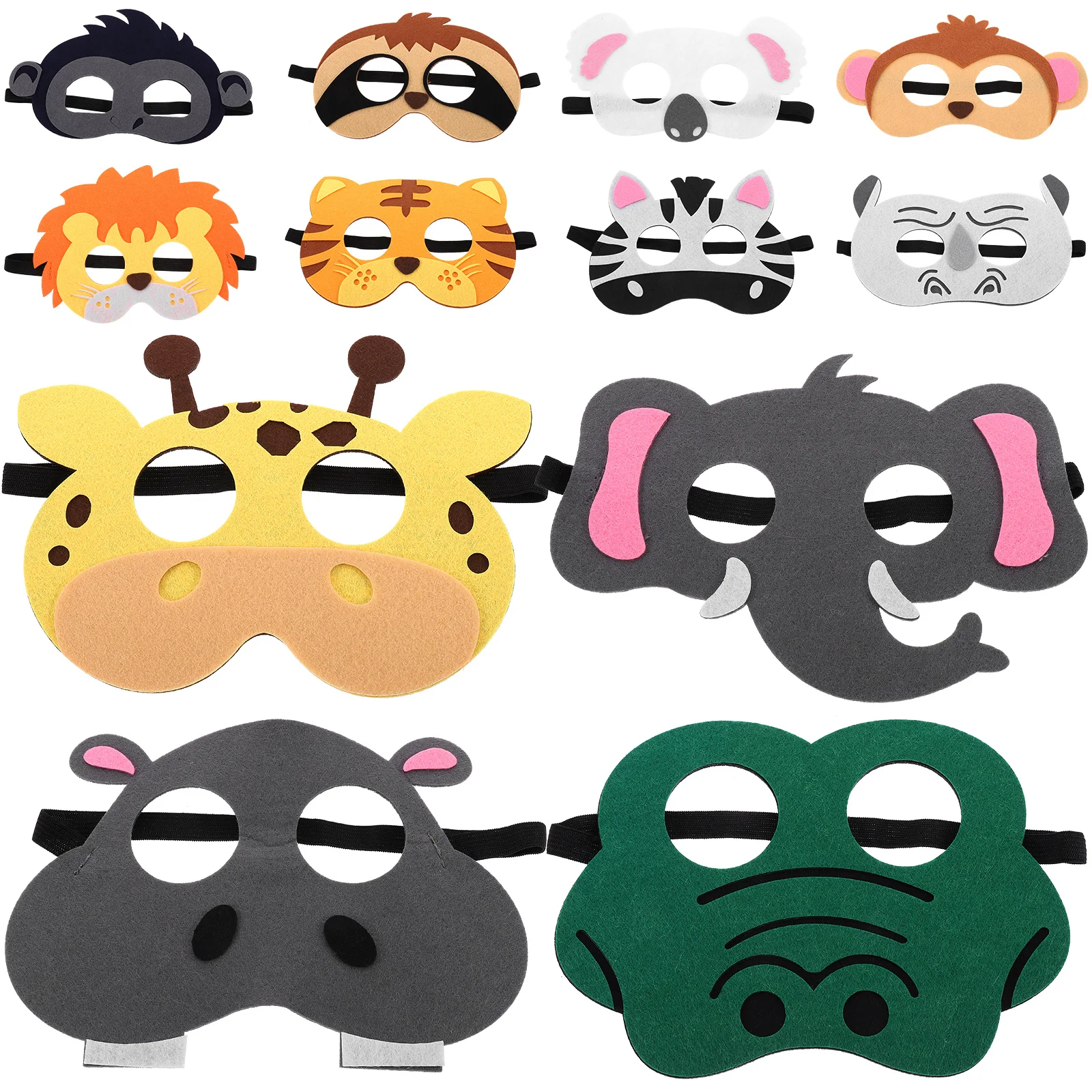 12 Pcs Mask Halloween Children's Felt Small Animal Cartoon Animation Literary Makeup Eye (animal/set) Decor 17x13x02CM Cosplay