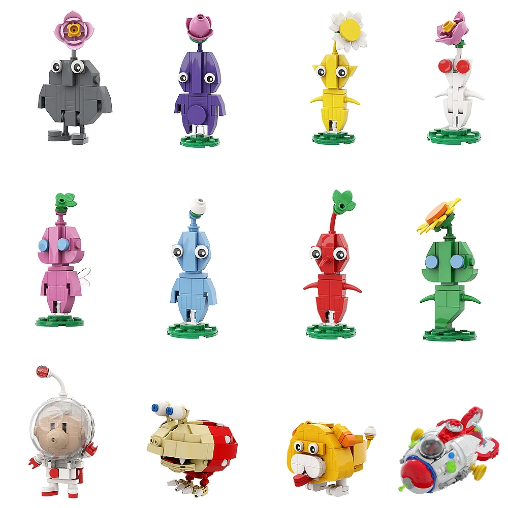 Gobricks Moc Anime Pikmined Hocotate Olimar Asteroïde Stenen Set Monster Game Figuren Kapitein Olimar Bouwsteen Voor Kinderen Cadeau