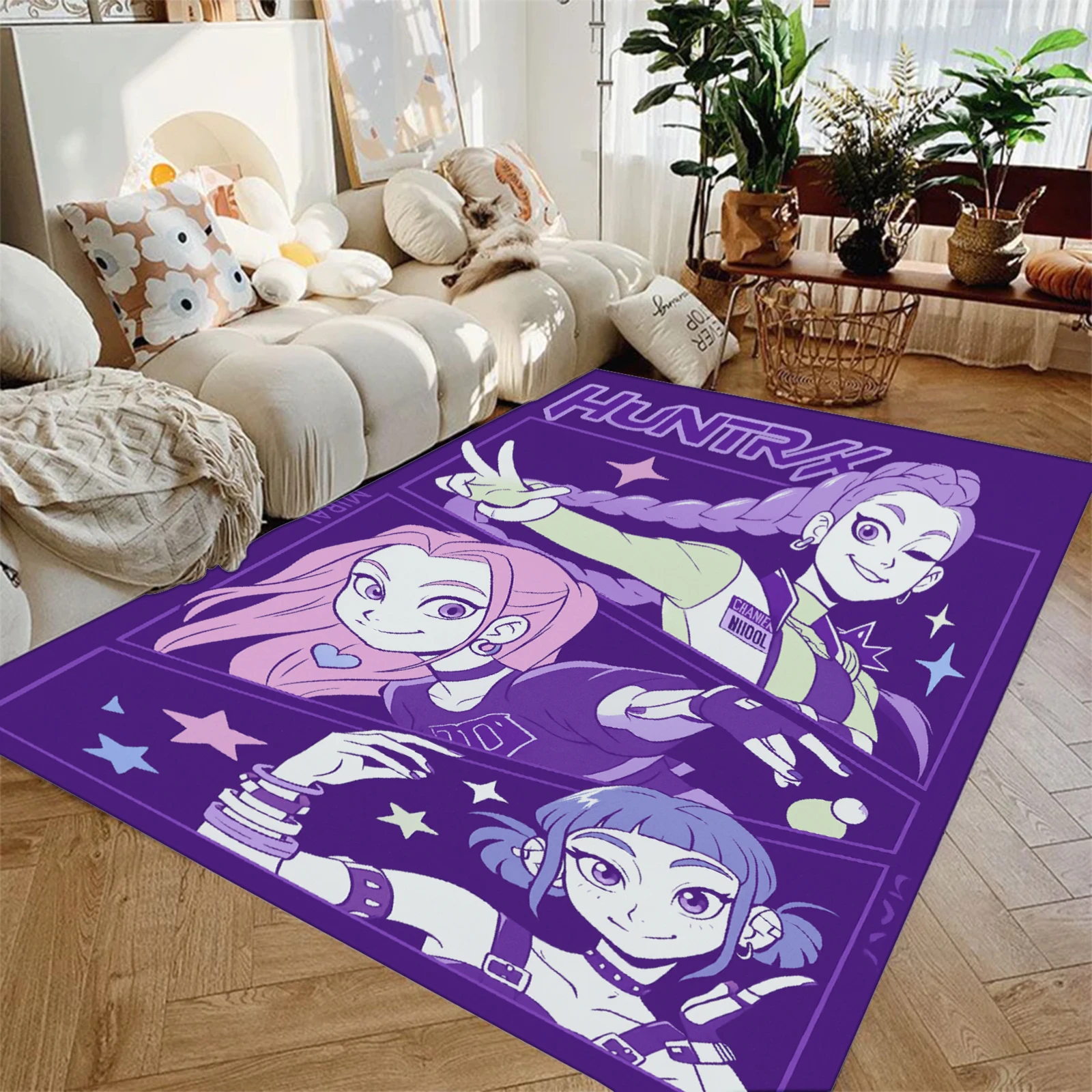 K Pop D-demon Hunters السجاد المضادة للانزلاق مستطيل الكلمة حصيرة لينة منطقة الغرفة السجاد داخلي في الهواء الطلق ترحيب ممسحة للباب الأمامي #3