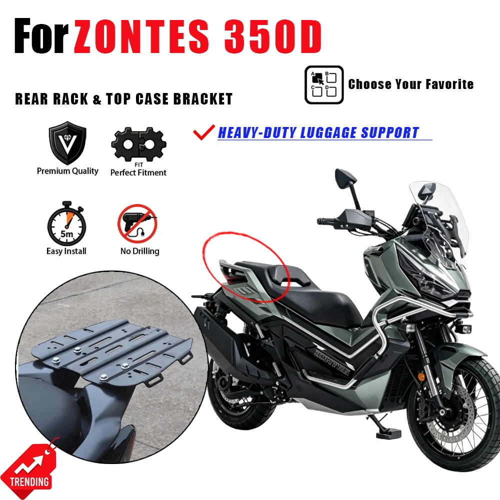 

For ZONTES 350D Motorcycle Rear Rack Luggage Carrier Top Case Bracket Mount Plate Accesorios Moto Portaequipajes ZT350-D