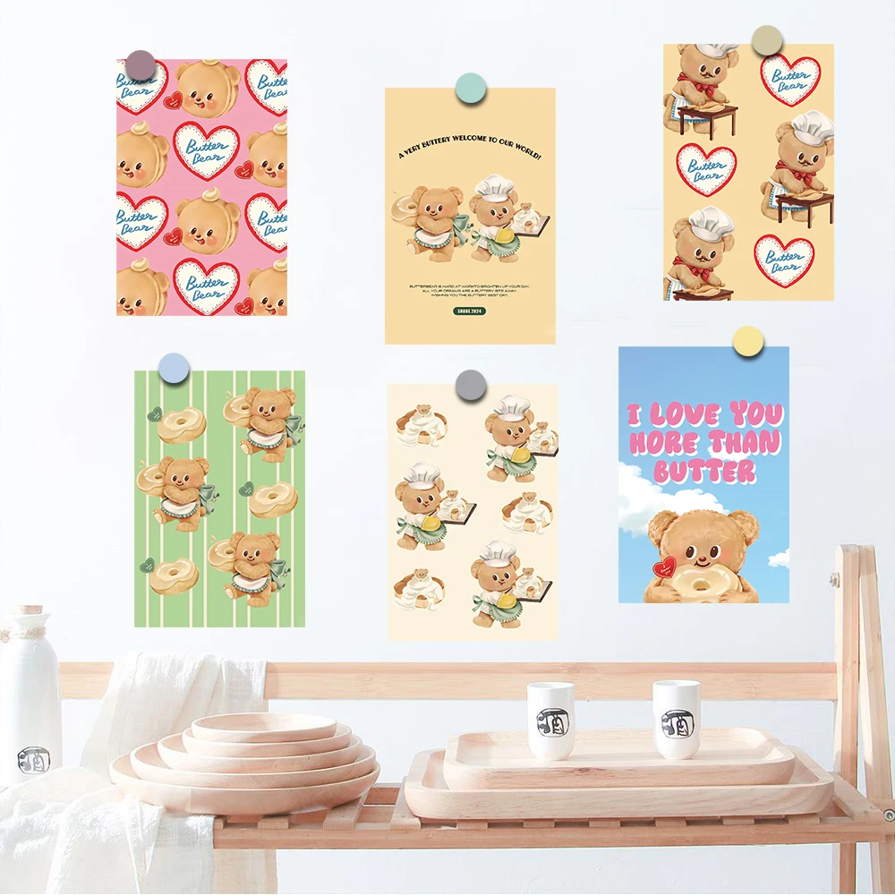 10PCS Butter Bear Card Sticker Posters Landscape Graffiti Phone  Streetwear Motorcycle Personalized Phone Wall Decor Cards