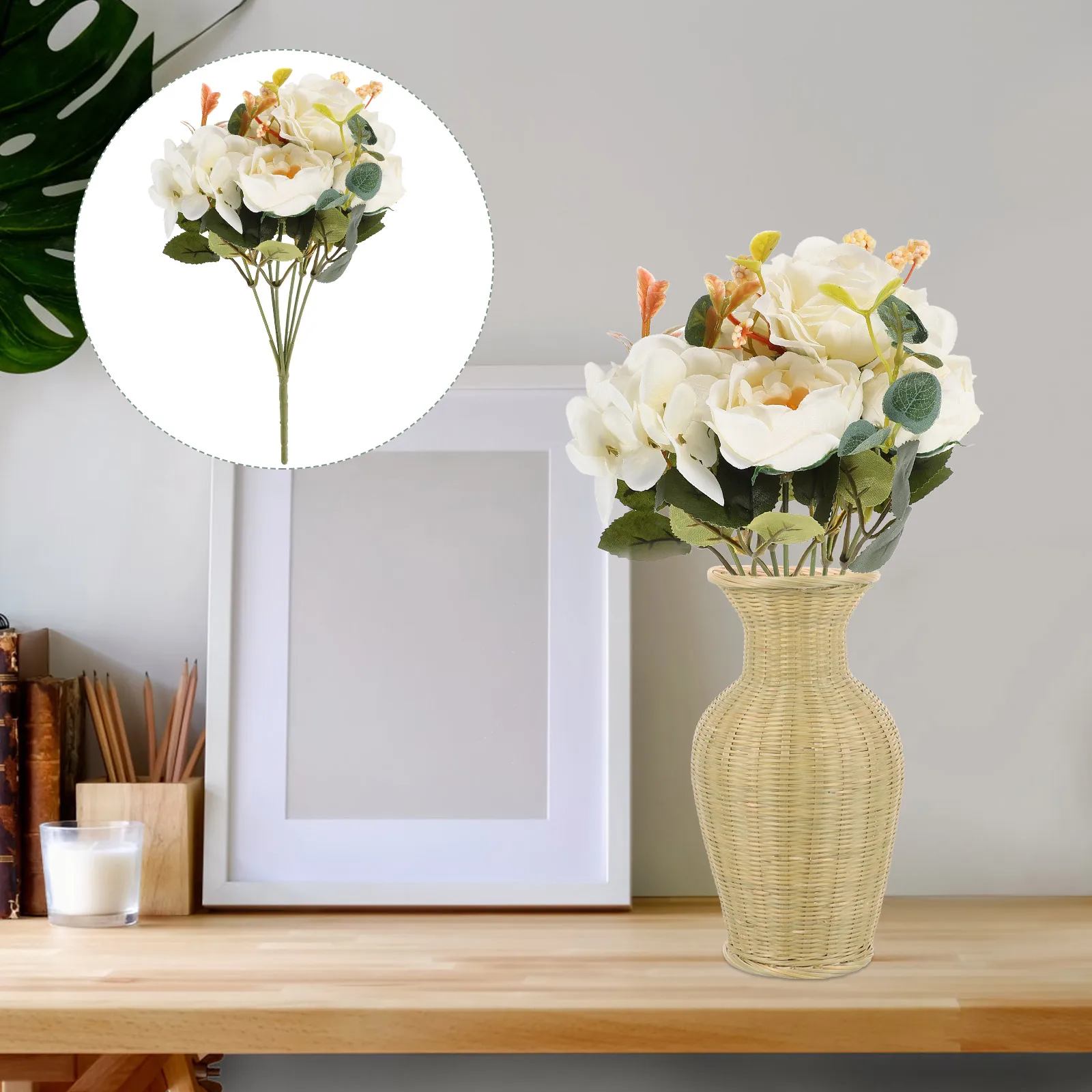 

Artificial Bouquet Realistic Silk Plants Fake Floral Faux Outdoor Flowers Decor For Indoor Outdoor Home Office Garden
