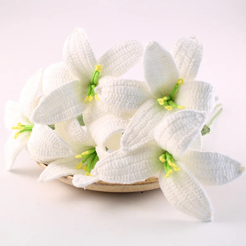 

3 Branches White Lily Artificial Flowers Wedding Party DIY Bouquet Home Office Hotel Decoration Simulation Flowers