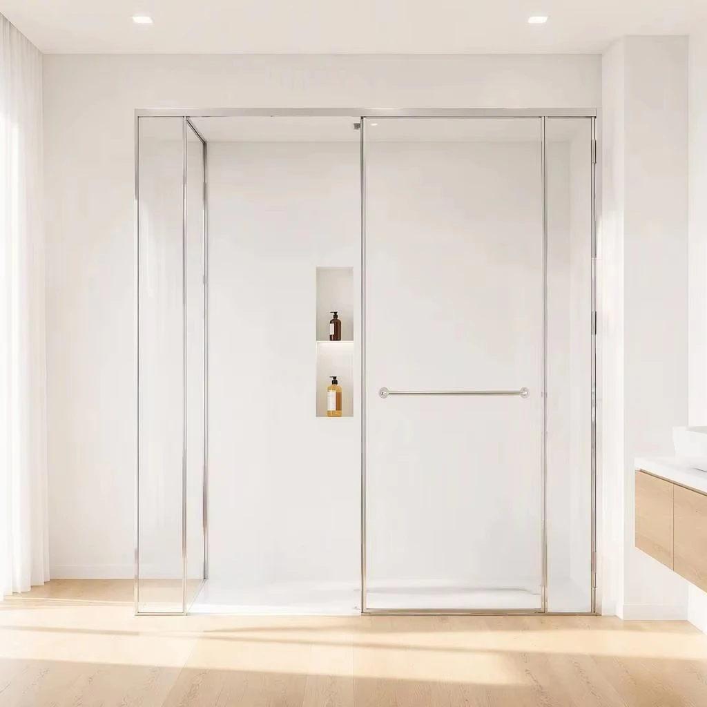 Framed Square Sliding Shower Enclosure 8mm Clear Tempered Glass Door Aluminium Alloy Water Resistant Design Customizable Modern