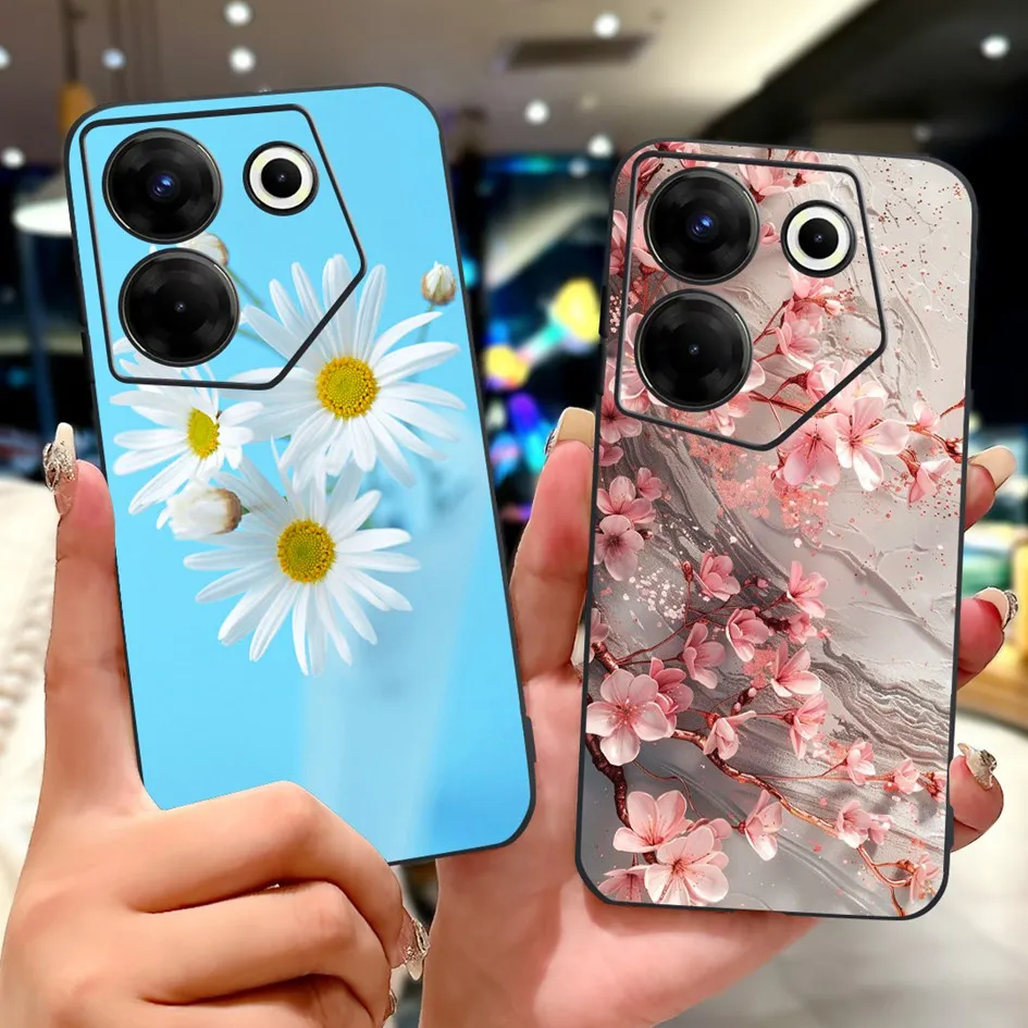 For Tecno Camon 20 Pro 5G Case CK8n Fashion Butterfly Soft Black Silicone Cover For Tecno Camon 20 Premier Camon20 Pro CK7n Capa