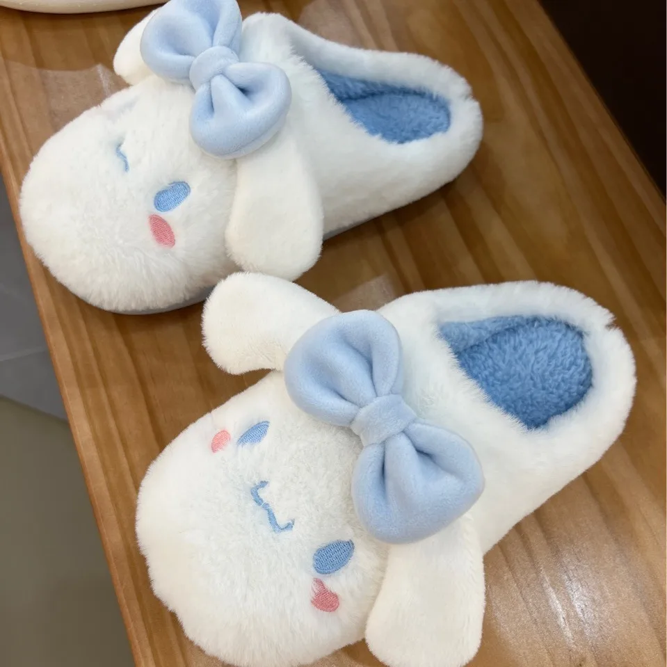 Cute Sanrio Cartoon Cinnamoroll Autumn Winter Cotton Slippers Ins Female Dormitory Indoor Slippers Fluffy Slippers Girl Gift - Image 3