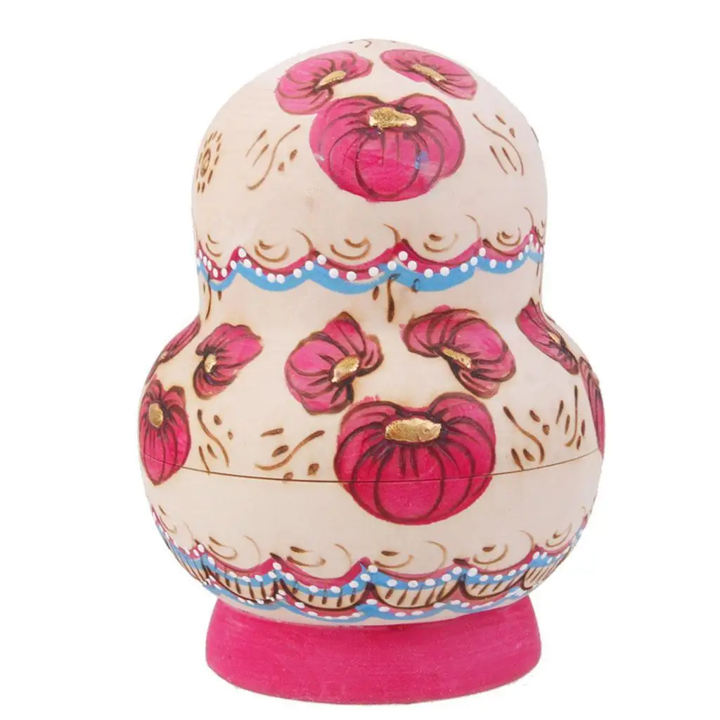 Muñeca apilable rusa hecha a mano, muñecas de anidación Matryoshka fucsia, 10 piezas