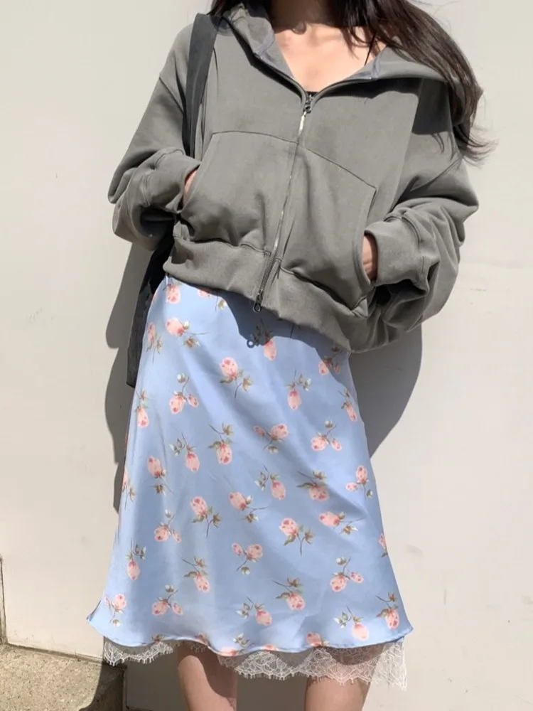 Elegant Lace Print Half Skirt Women's High End Luxury Design A-Line Skirt Standard Fit Summer Collection Fashionable Chic