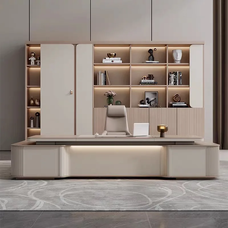 Luxury Decoration Office Desk Upgrade Solid Wood Storage Drawers Office Desk L Shaped Organization Escritorio Oficina Furniture
