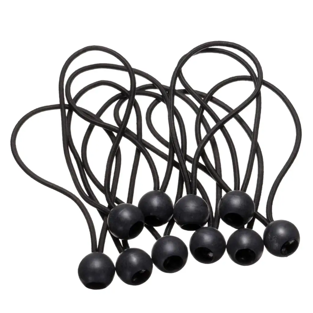 10 Pieces Heavy Duty Elastic Tent Tarp Fix Cords Black Canopy Banner Ties Ball Bungee Fixing Strap Camping Accessories