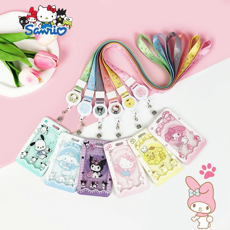 

Sanrio Kuromi Card Sleeve Kawaii Hello Kitty Stuff Cute Cinnamoroll Student Bank Bus Subway Card Backpack Keychains Girls Gifts