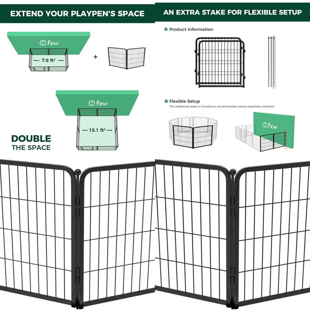 

Indoor Dog Playpen: Safe and Stress-Free for Puppies and Small Dogs, 24 Inch Heavy Duty 2-Panel Black