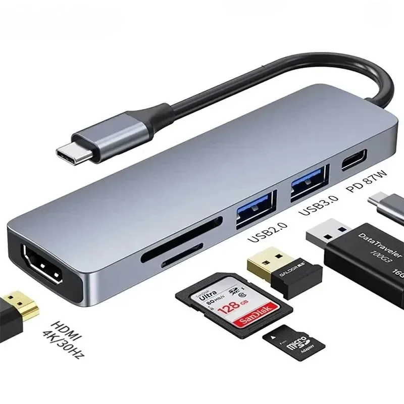 USB 3.0 Type-C Hub To HDMI Adapter 4K Thunderbolt with Hub 3.0 TF SD Reader Slot PD for MacBook Pro/Air/Huawei Mate