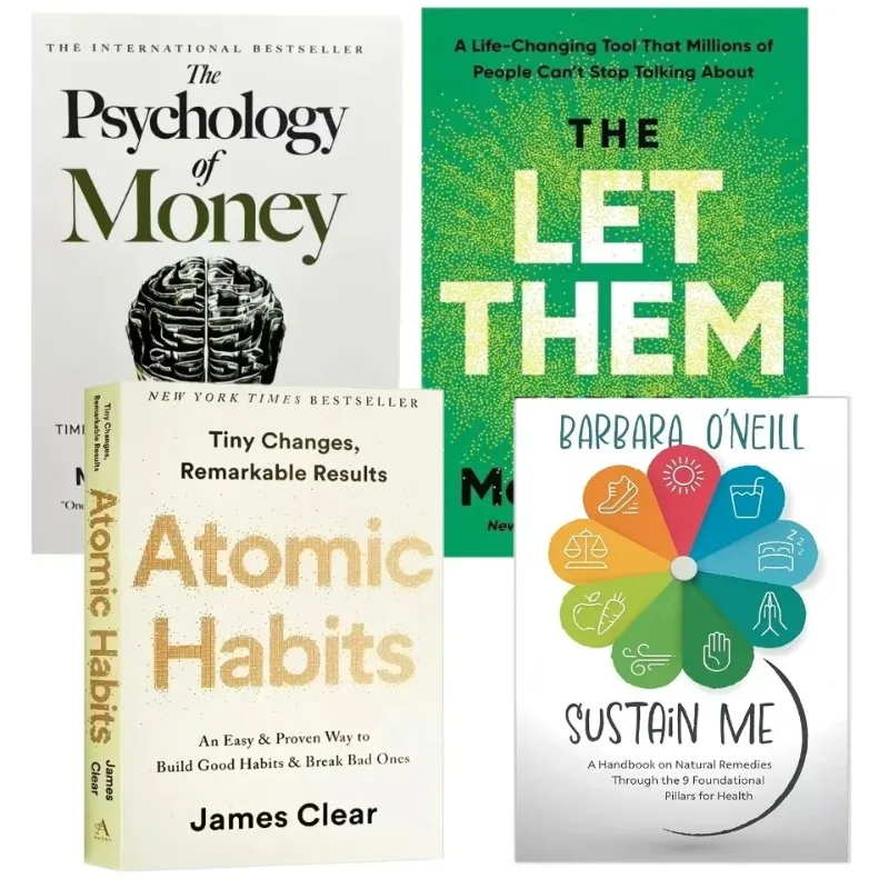 

4 Best Books The Let Them Theory/Sustain Me/Money Psychology/Atomic Habits/Self management Enhancement Books