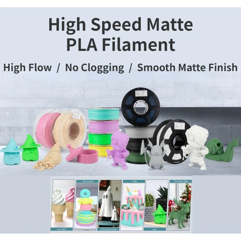 Upgraded Matte PLA Filament 1.75mm,High Speed 30-600mm/s,Fast Printing Speed Excellent Adhesion Matte PLA Filament,1KG/Spool