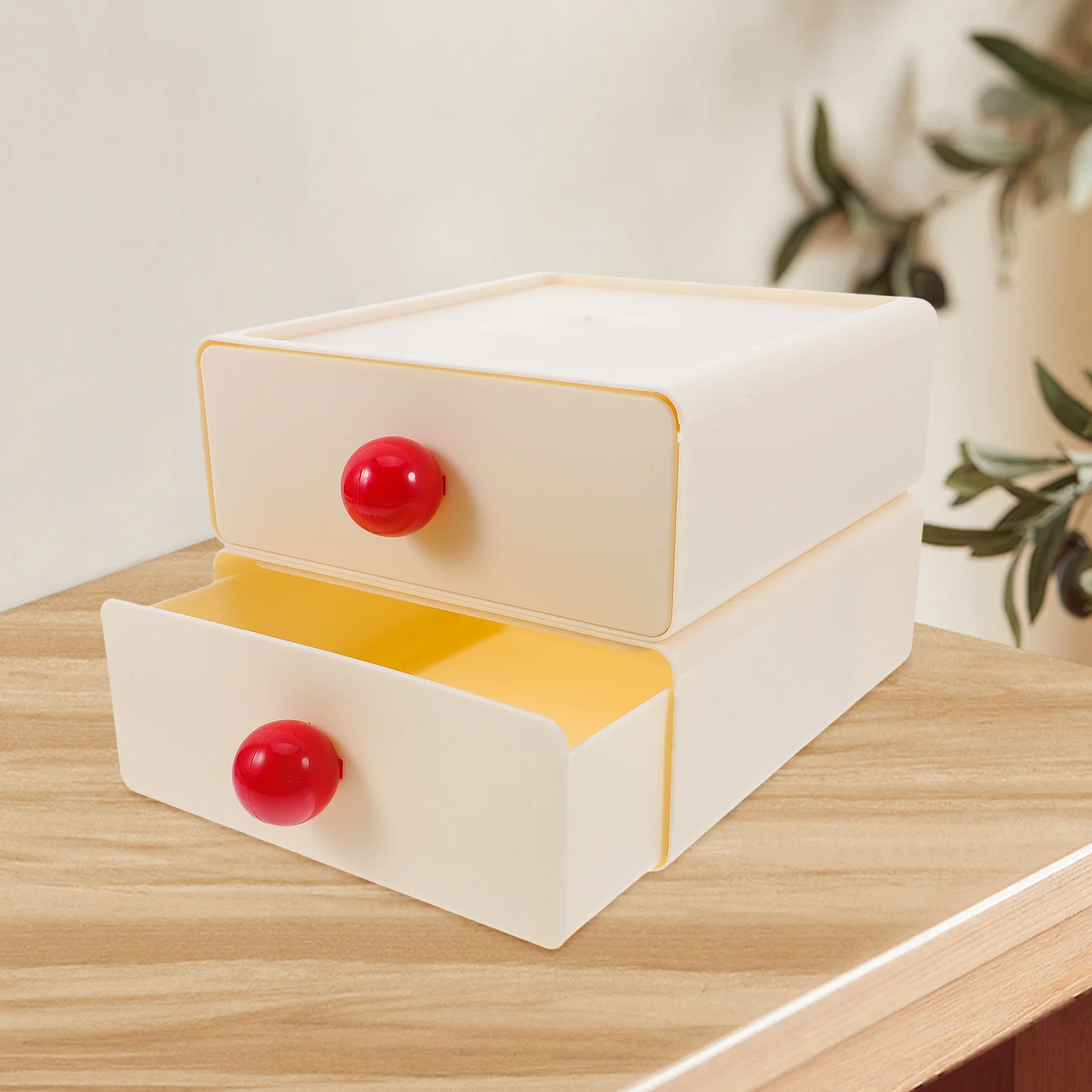 

2 Pcs Cute Storage Box Office Drawer Plastic Desktop Multi-compartment Organizer