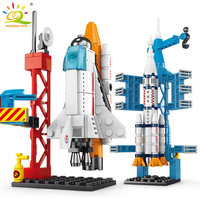 HUIQIBAO Mini Space Aviation Manned Rocket Model Building Blocks City Aerospace Bricks Children Construction Toys for Kids