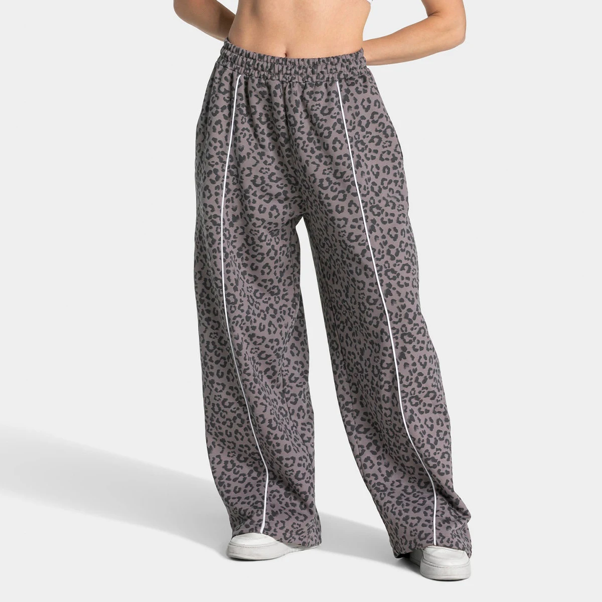 Damen Hochelastische Leopardenmuster Yoga-Hose Locker Geschnittene Weite Fitness-Trainingshose Po-Formende Schlanke Lässige Sporthose