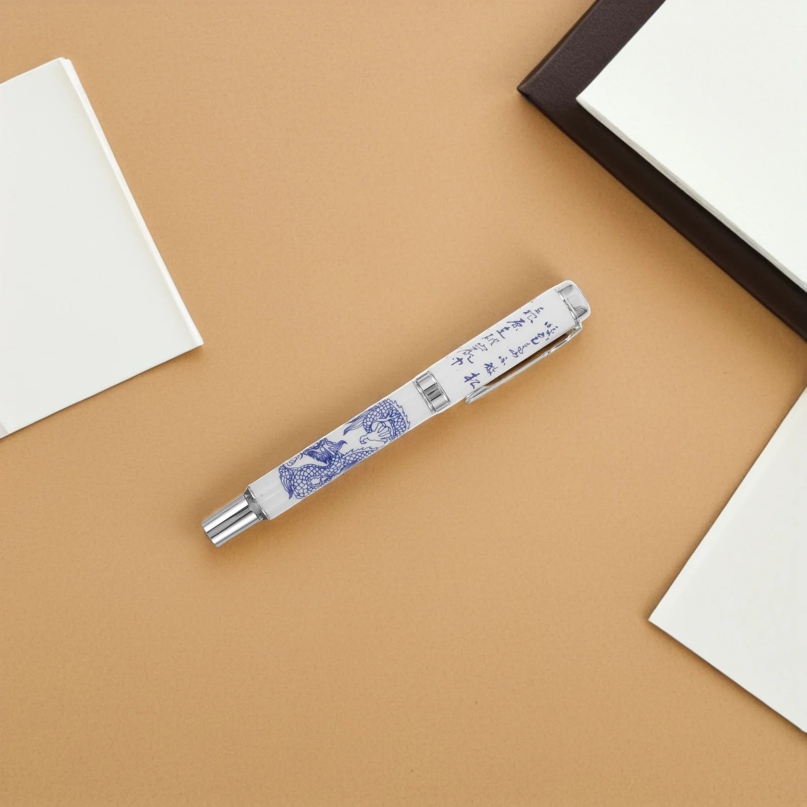 

Blue and White Porcelain Pen Student Steel Ceramic Fountain Metal Writing Pens Fancy