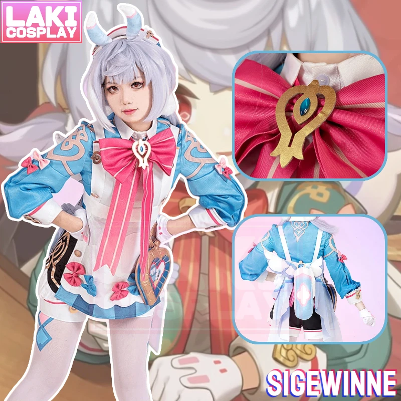 

Game Genshin Impact Sigewinne Costume Sigewinne Cosplay Costume Halloween Cute Nurse Dress and Sigewinne Cosplay Wig