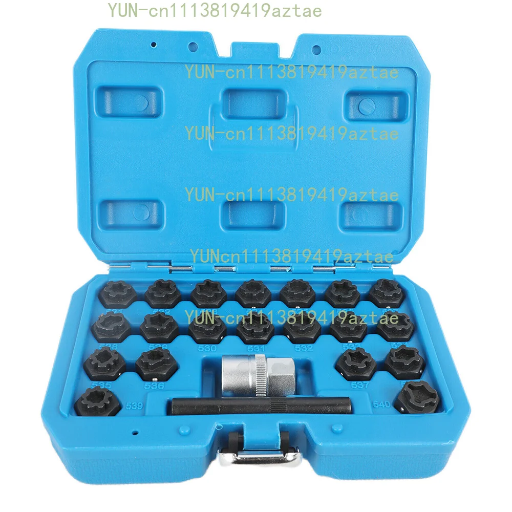 22pcs Set Anti-theft Screw Socket Disassembly Tire Anti-theft Nut Socket Head Wrench Disassembly Key Tool