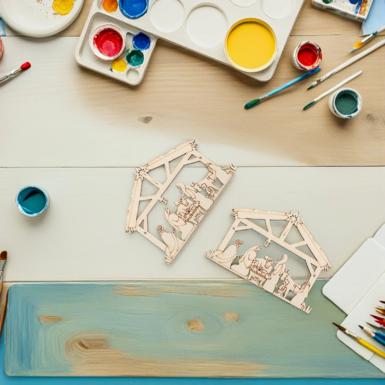 

20pcs Wooden Decorative Hanging Pendant Durable Hollow House Shape Festival Atmosphere Door Window Bag Luggage Portable