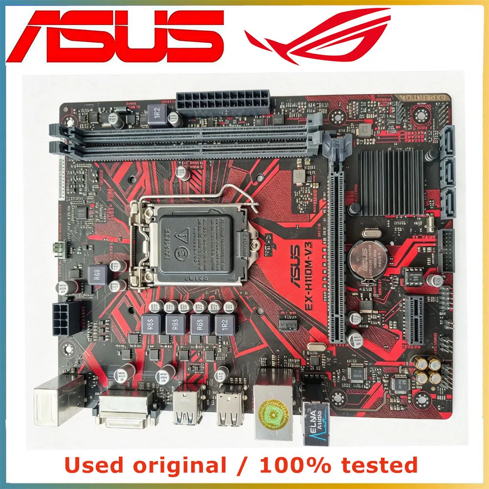 For ASUS EX-H110M-V3 H110M-V3 H110 LGA 1151 2×DDR4 32GB PCI-E 3.0 1×VGA PC Motherboard