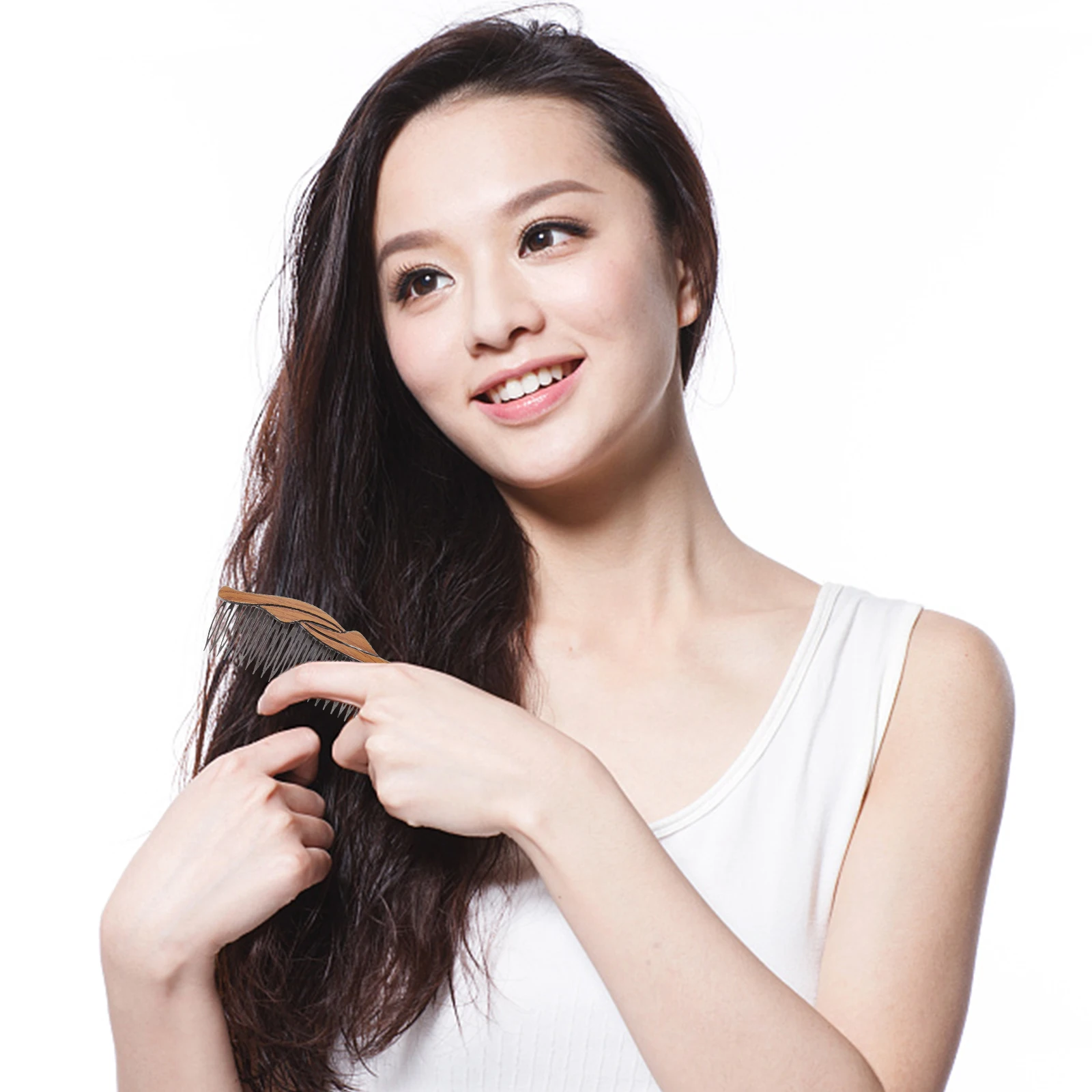 

8pcs Wooden Clips Inserted Comb For Thick Detangling Scalp Massage Hair Fork Pins Hair Accessories Women Ladies M Size