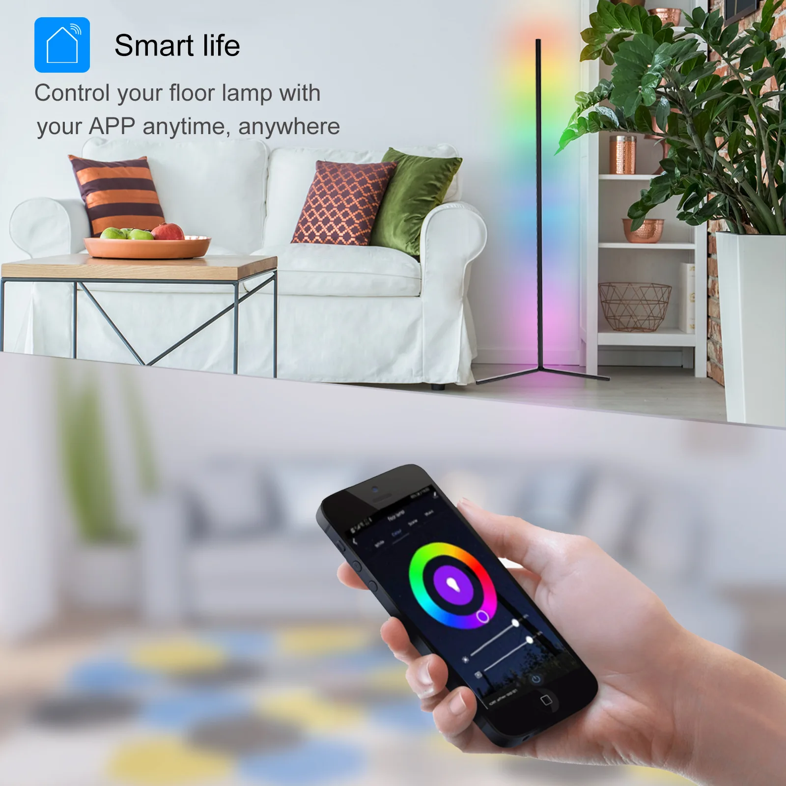 Tuya RGBIC LED Floor Lamp 180CM Smart APP Remote Control Modern Corner Floor Light Ambient Standing Stand Light Home Decoration