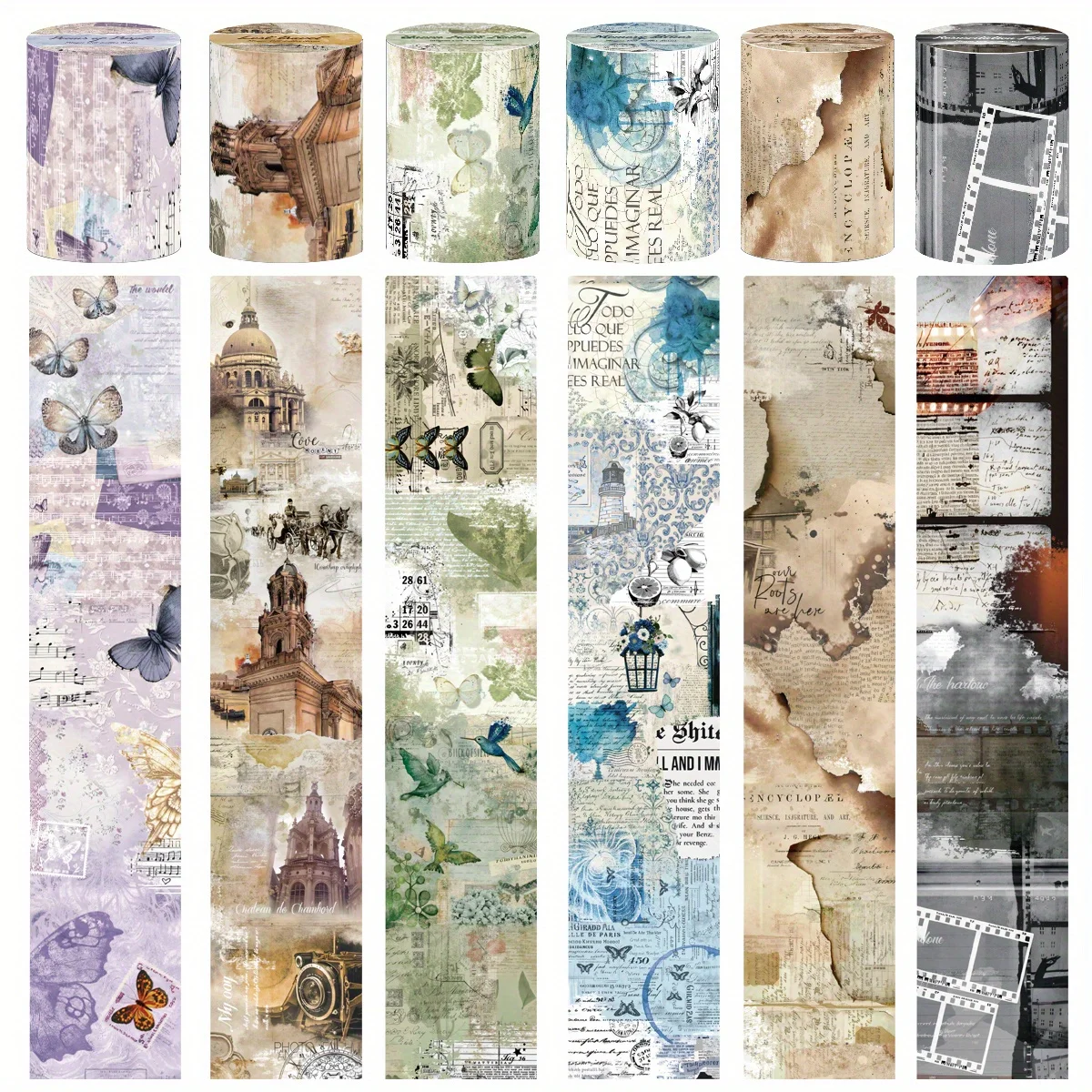 

6 рулонов, 5 см * 2 м, винтажный набор лент Васи, принадлежности для ведения журналов, наклейки-планировщики, сделай сам, планировщик, мусорный журнал, наклейки для дневника