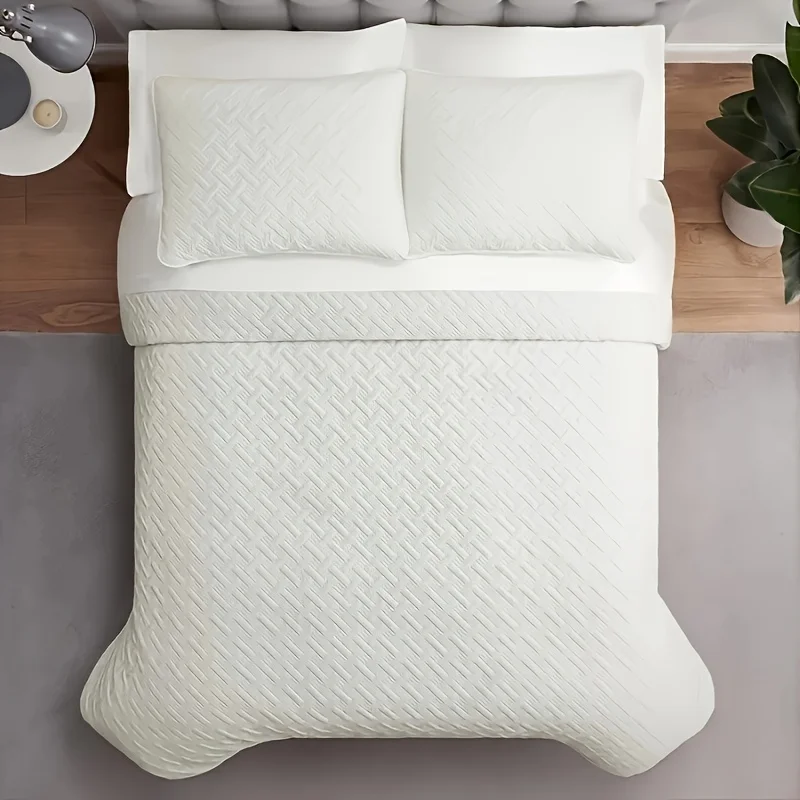 3 pieces of fashionable and simple Morandi color bed covers, 100% polyester fiber for bedroom home use1 bed cover +2 pillowcases