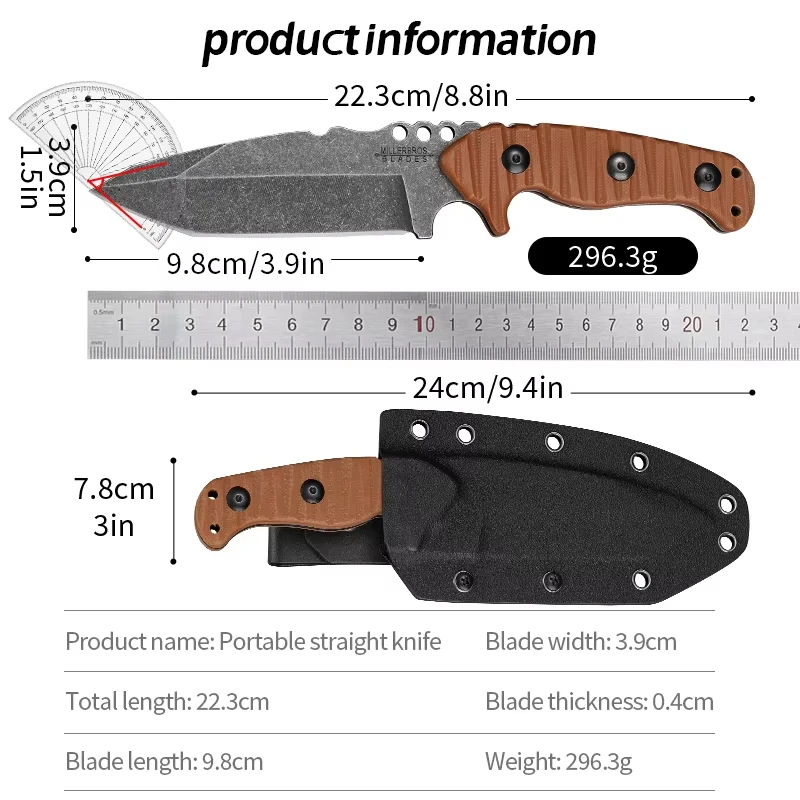 Outdoor High-Hardness Military Tactical Knife Fixed Blade Heavy Duty Thickened Integrated Steel Camping Survival Fishing Knife