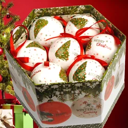 8cm 1pc Christmas Ball Decoration Xmas Tree Ornaments Pendant Elk Santa Snowman Pattern Hanging Balls Home New Year Gift Navidad