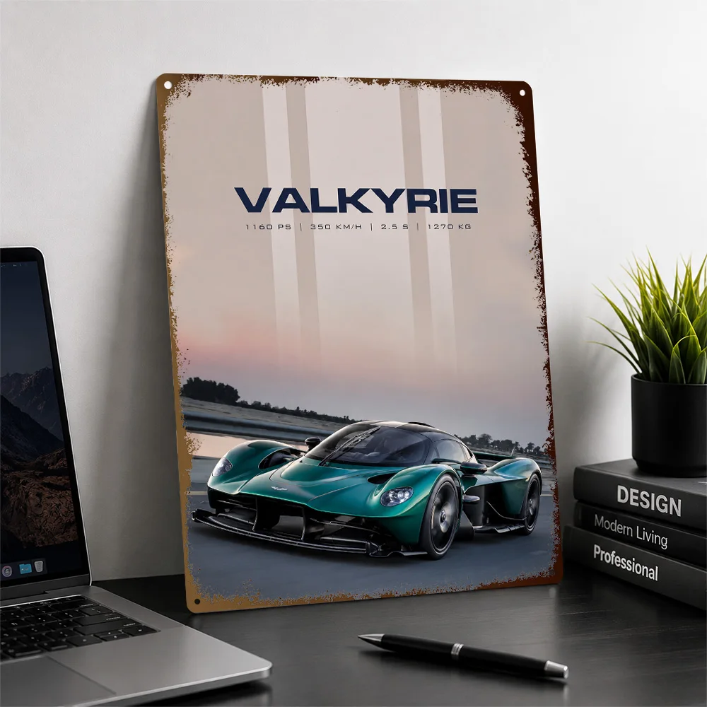 United Kingdom Valkyrie Green Hypercar Printed Poster Customized Metal Sign Speed Icon Tribute Wall Art Made For Garage Owners