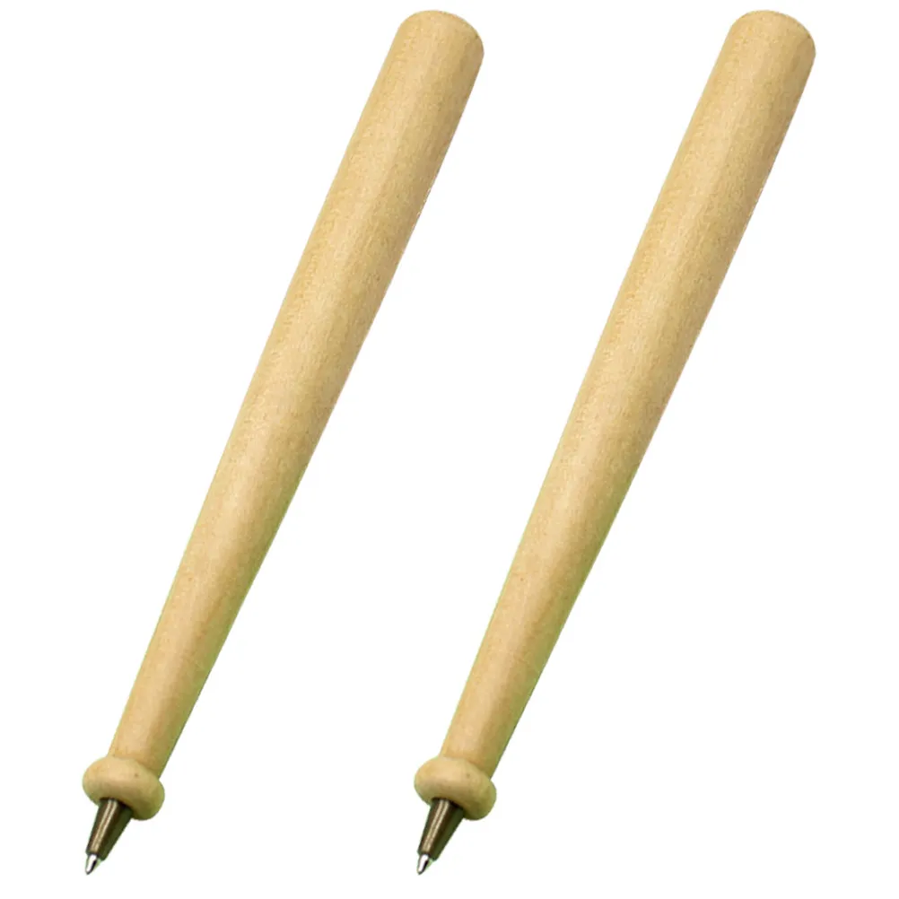 

2Pcs Wooden Ballpoint Pens Strong Sturdy Material Clear Writing Non-Skid Comfortable Hand Feel Multi-Function Gift for Students